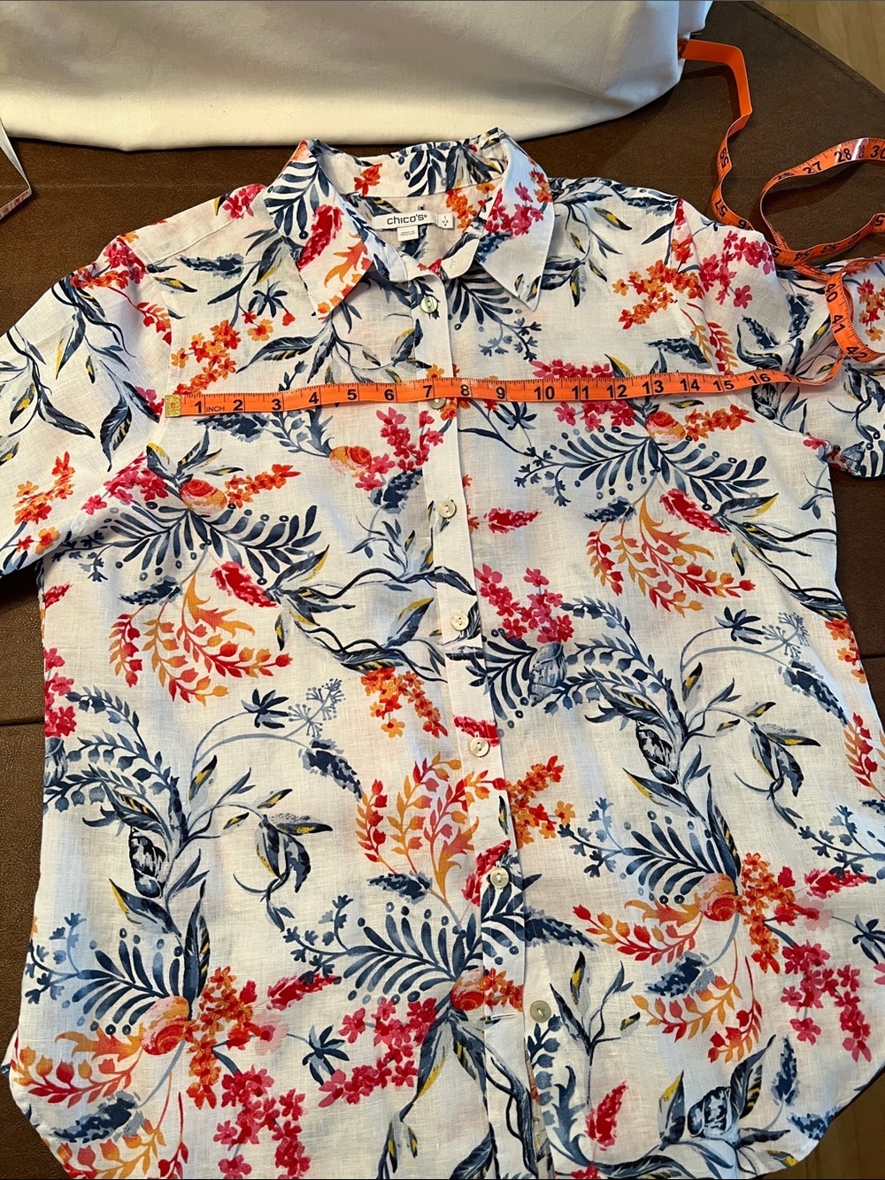 Chico’s women’s linen button front colorful shirt, 3/4 sleeves. Sz 1 fits Sz 8 - Picture 9 of 9